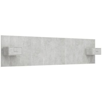 Bed Headboard with Cabinets Concrete Grey 240 cm Engineered Wood