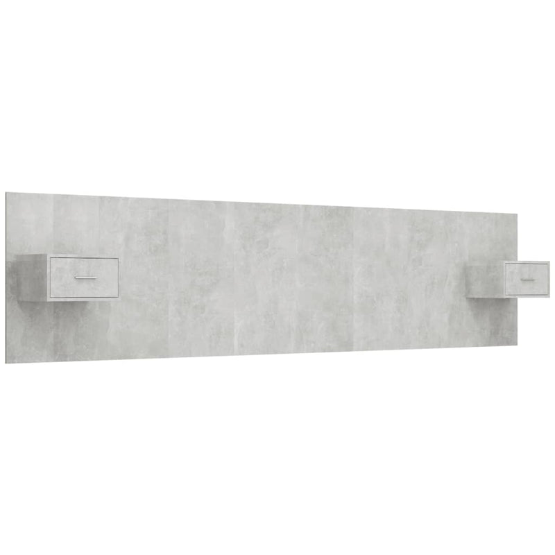 Bed Headboard with Cabinets Concrete Grey 240 cm Engineered Wood
