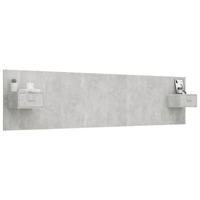 Bed Headboard with Cabinets Concrete Grey 240 cm Engineered Wood