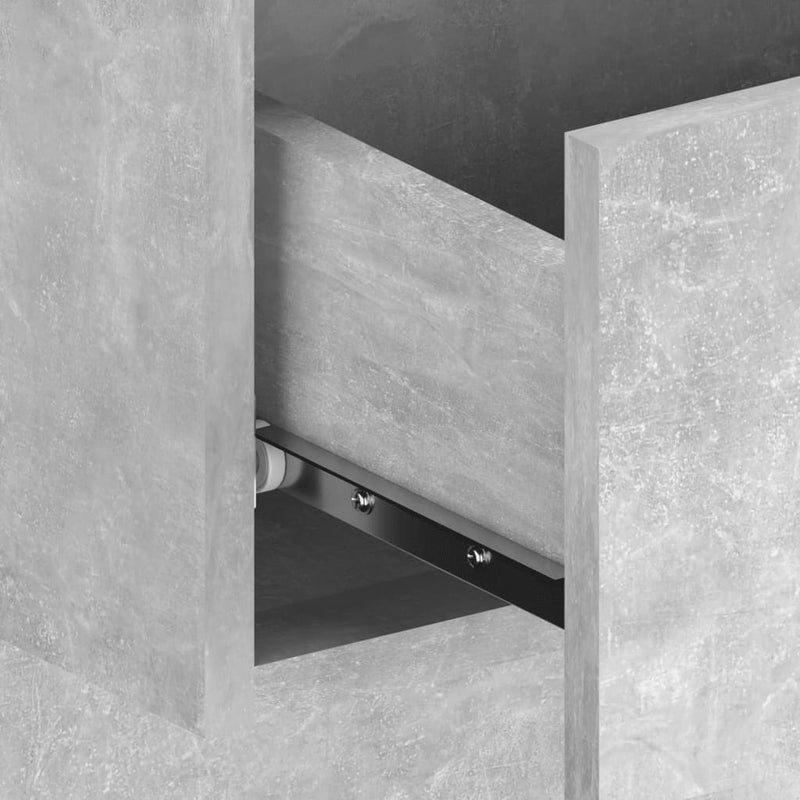 Bed Headboard with Cabinets Concrete Grey 240 cm Engineered Wood