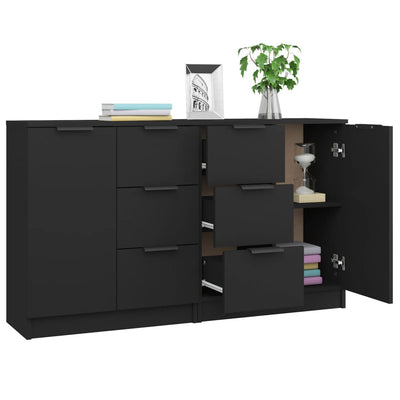 Sideboards 2 pcs Black 60x30x70 cm Engineered Wood