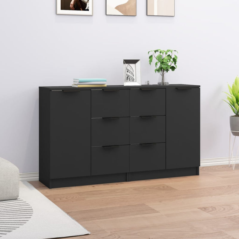 Sideboards 2 pcs Black 60x30x70 cm Engineered Wood