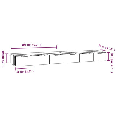 Wall Cabinets 2 pcs Smoked Oak 102x30x20 cm Engineered Wood