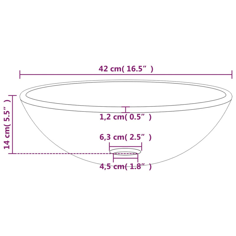 Basin Tempered Glass 42x14 cm White