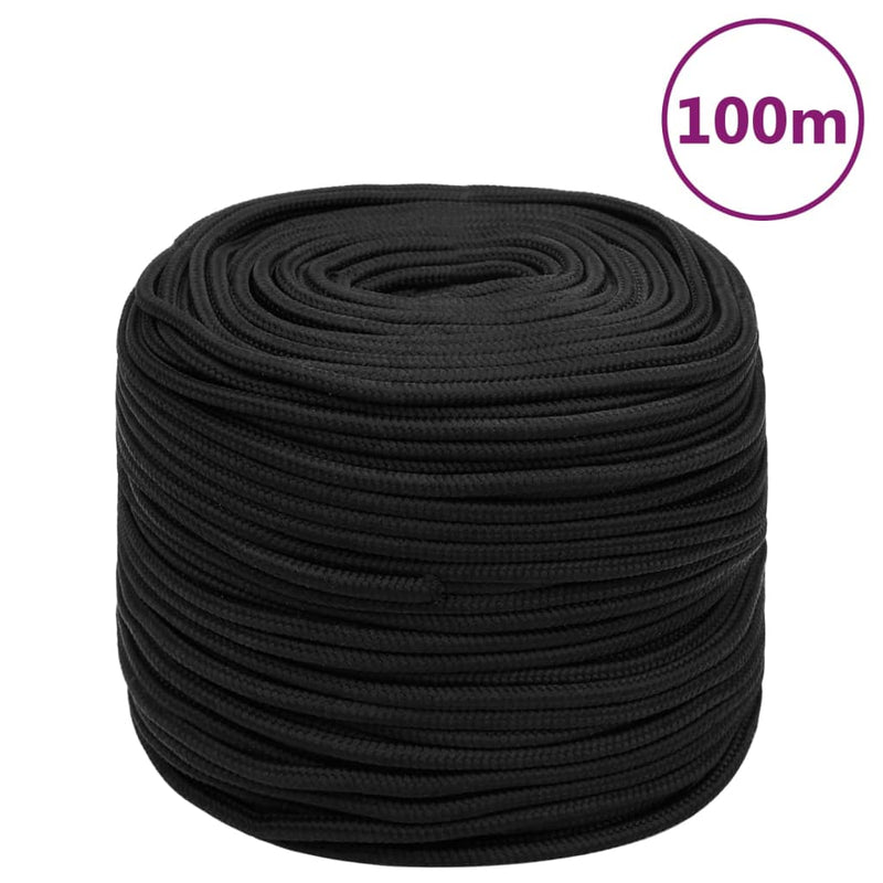 Boat Rope Full Black 8 mm 100 m Polypropylene