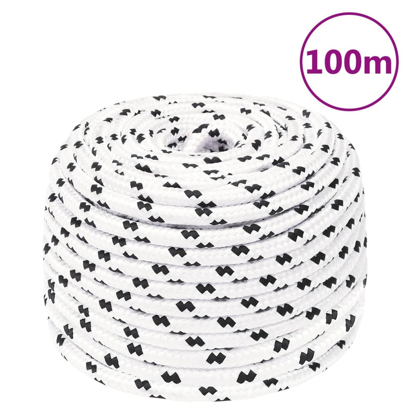 Braided Boat Rope White 8 mmx100 m Polyester