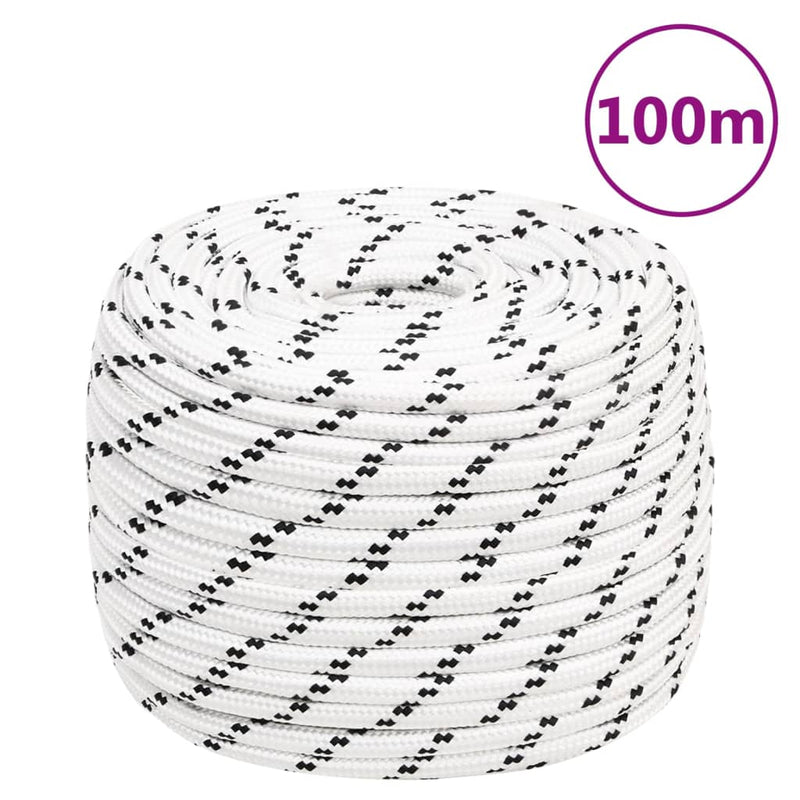 Braided Boat Rope White 12 mmx100 m Polyester