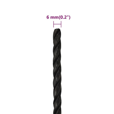 Work Rope Black 6 mm 25 m Polypropylene