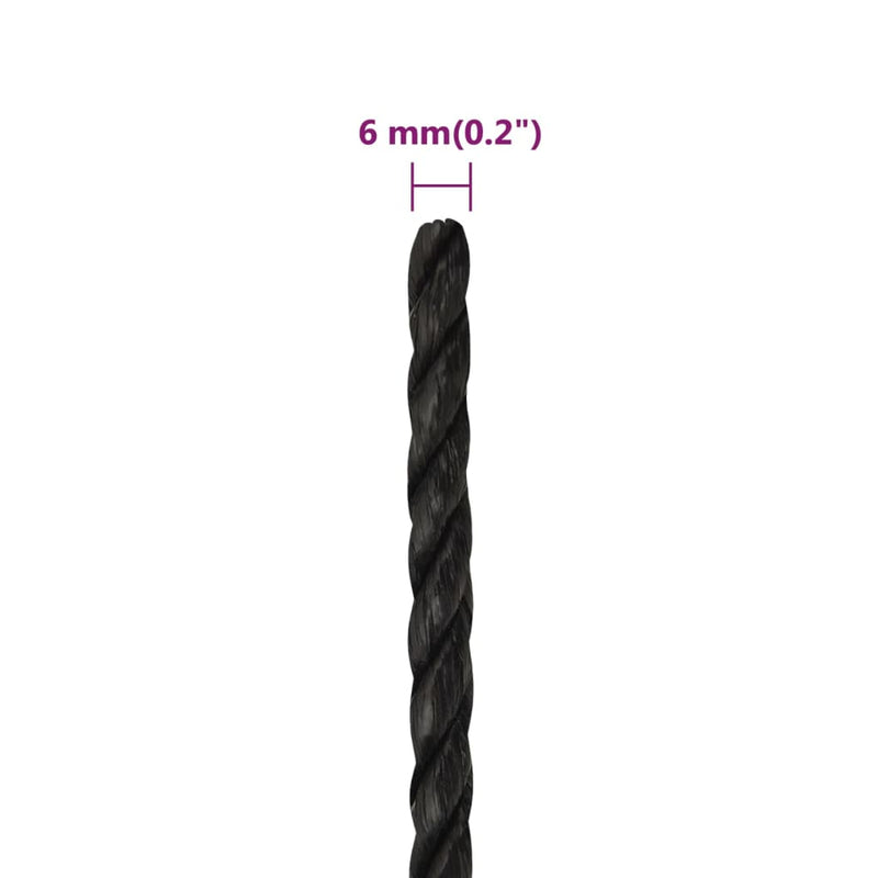 Work Rope Black 6 mm 25 m Polypropylene