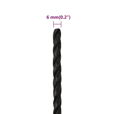 Work Rope Black 6 mm 100 m Polypropylene