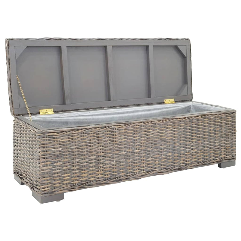 Storage Box Grey 110 cm Natural Kubu Rattan & Solid Wood Mango