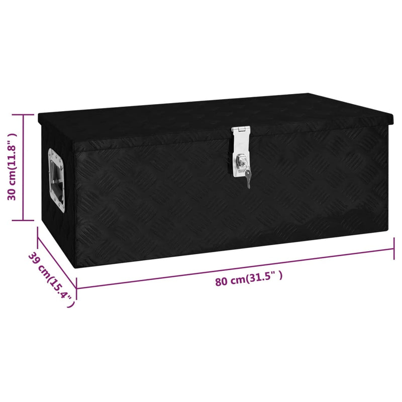 Storage Box Black 80x39x30 cm Aluminium