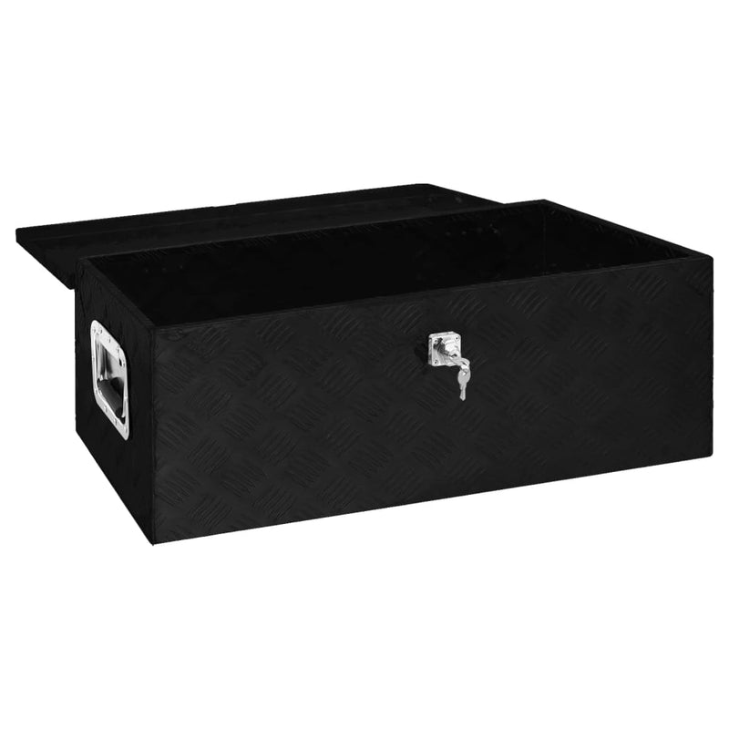 Storage Box Black 90x47x33.5 cm Aluminium