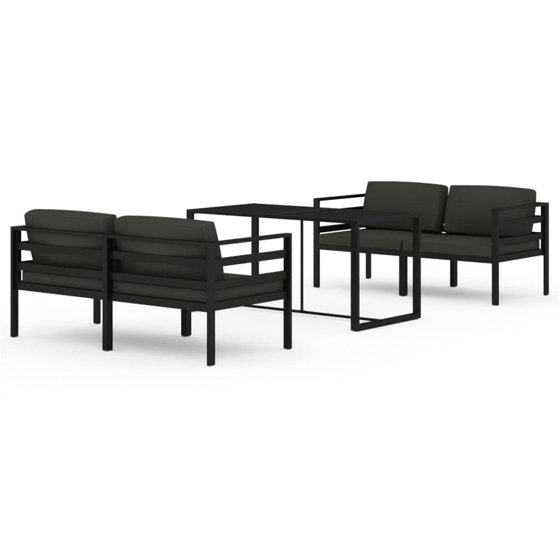 5 Piece Garden Lounge Set with Cushions Aluminium Anthracite