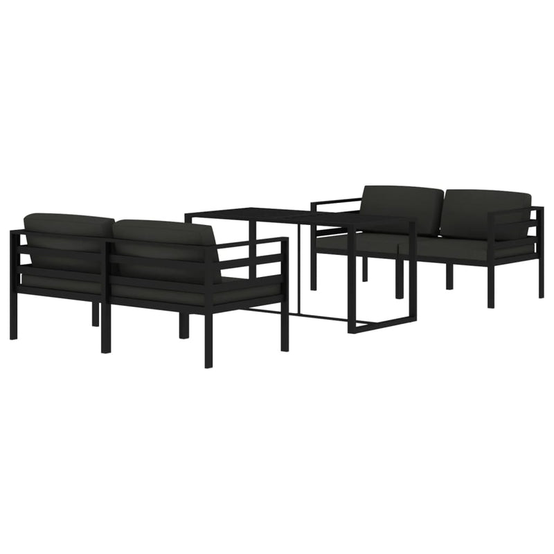 5 Piece Garden Lounge Set with Cushions Aluminium Anthracite