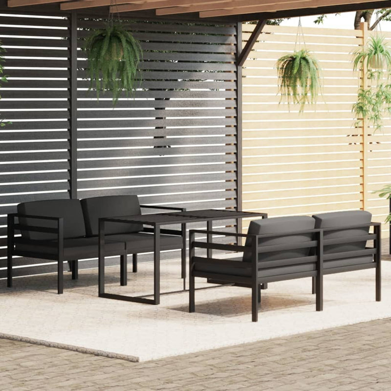 5 Piece Garden Lounge Set with Cushions Aluminium Anthracite