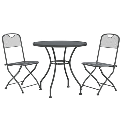 3 Piece Garden Dining Set Expanded Metal Mesh Anthracite