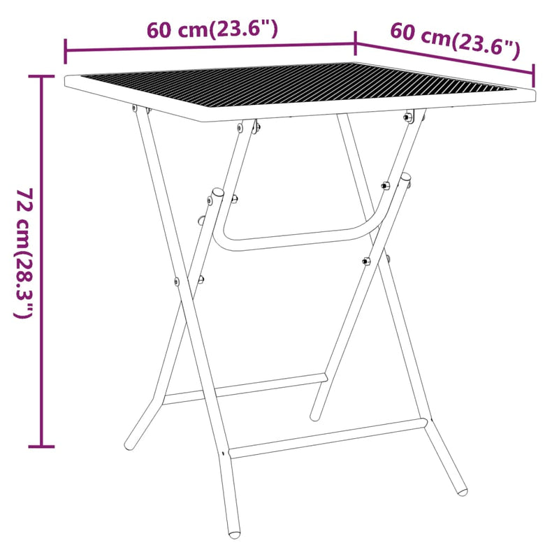 3 Piece Garden Dining Set Expanded Metal Mesh Anthracite