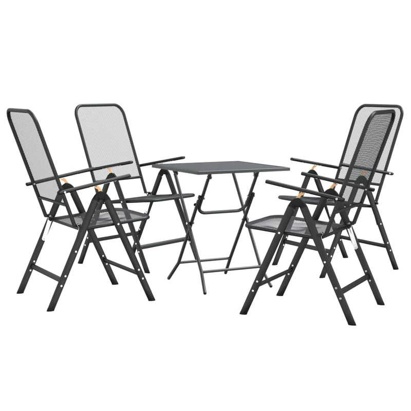 5 Piece Garden Dining Set Expanded Metal Mesh Anthracite