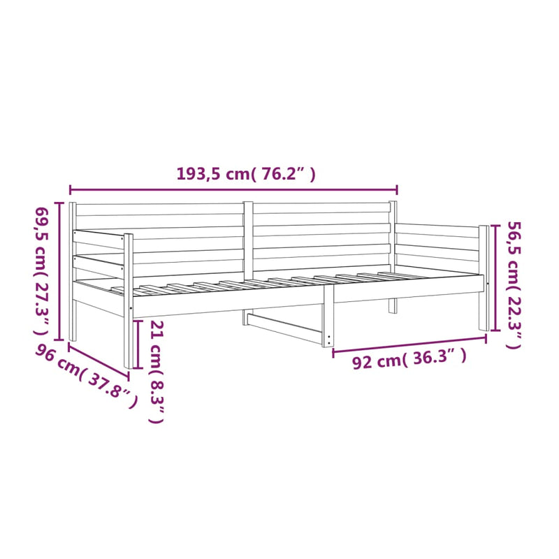 Day Bed without Mattress Grey 90x190 cm Solid Wood Pine