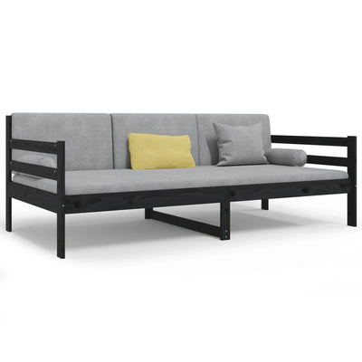 Day Bed without Mattress Black 90x190 cm Solid Wood Pine