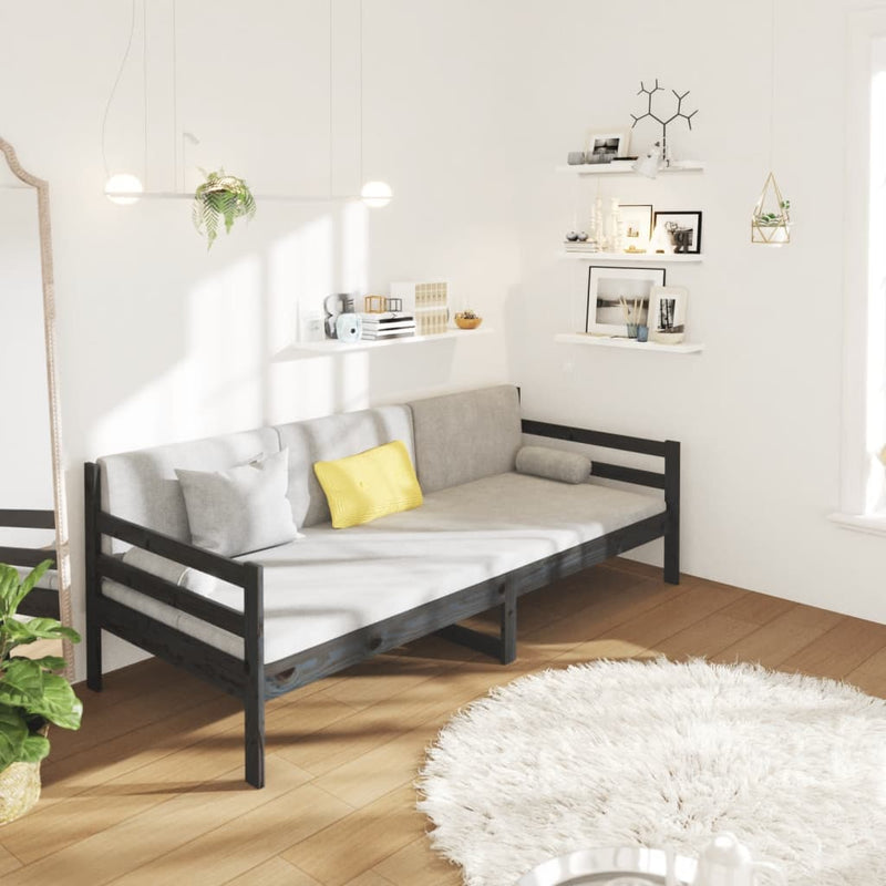 Day Bed without Mattress Black 90x190 cm Solid Wood Pine