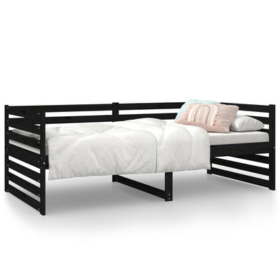 Day Bed without Mattress Black 90x190 cm Solid Wood Pine