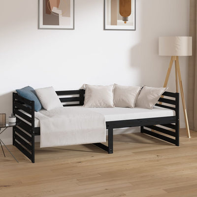 Day Bed without Mattress Black 90x190 cm Solid Wood Pine