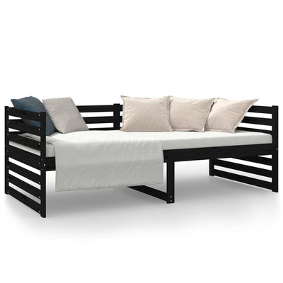 Day Bed without Mattress Black 90x190 cm Solid Wood Pine