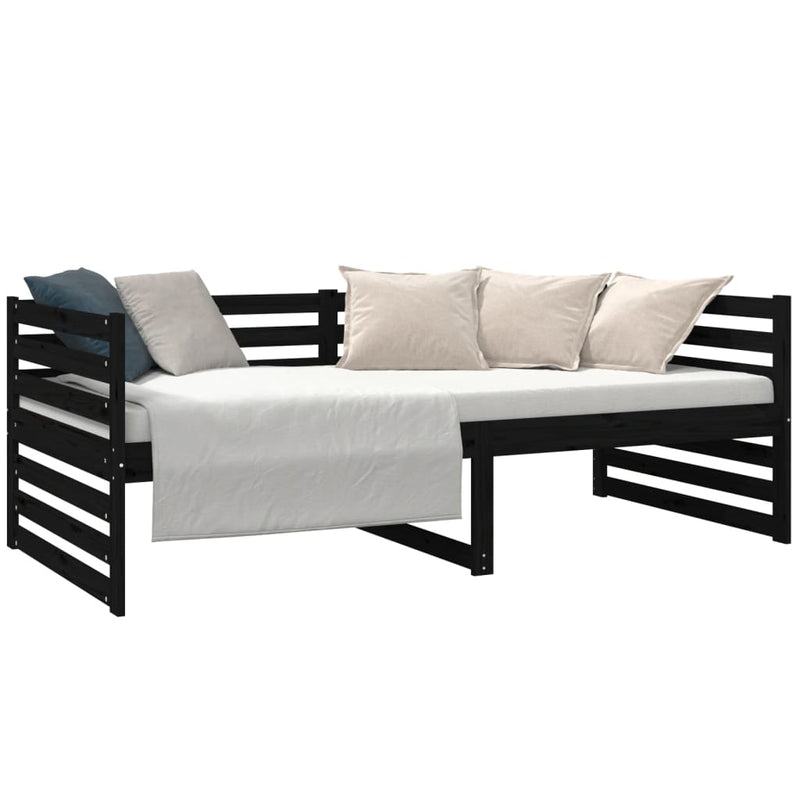 Day Bed without Mattress Black 90x190 cm Solid Wood Pine