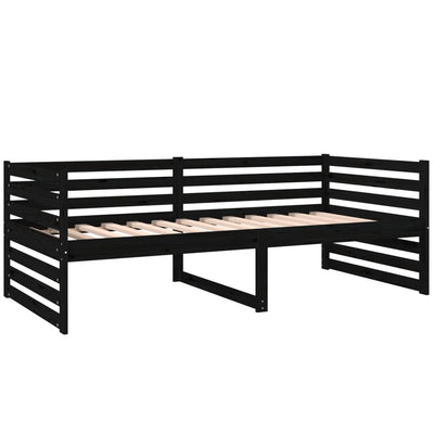 Day Bed without Mattress Black 90x190 cm Solid Wood Pine