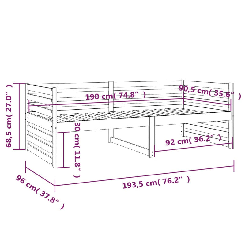 Day Bed without Mattress Black 90x190 cm Solid Wood Pine