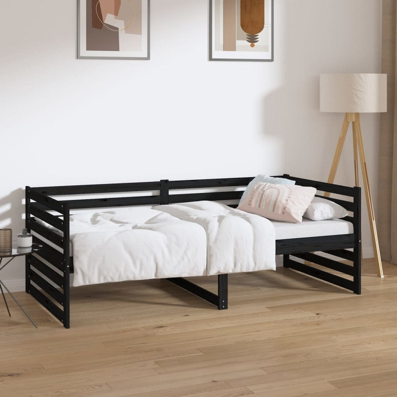 Day Bed without Mattress Black 90x190 cm Solid Wood Pine