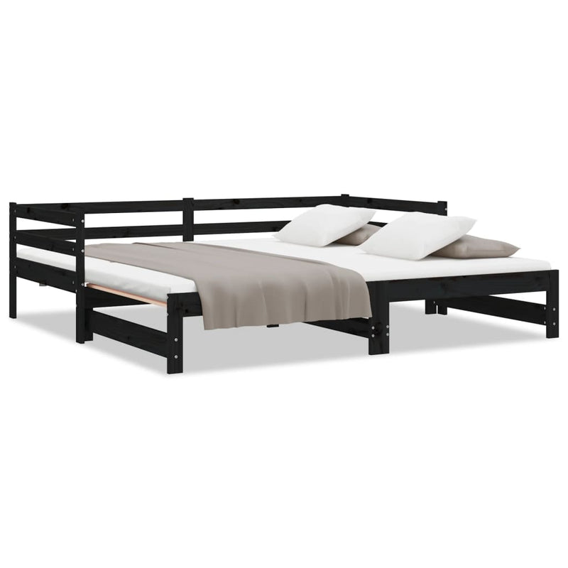 Pull-out Day Bed without Mattress Black 2x(90x190) cm