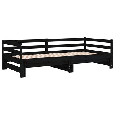 Pull-out Day Bed without Mattress Black 2x(90x190) cm