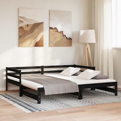 Pull-out Day Bed without Mattress Black 2x(90x190) cm