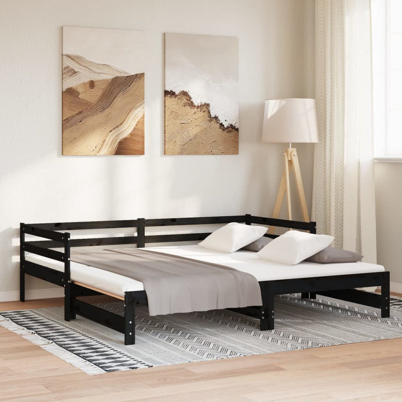 Pull-out Day Bed without Mattress Black 2x(90x190) cm