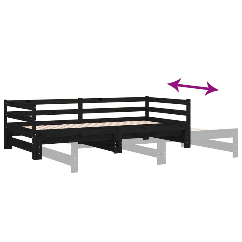 Pull-out Day Bed without Mattress Black 2x(90x190) cm