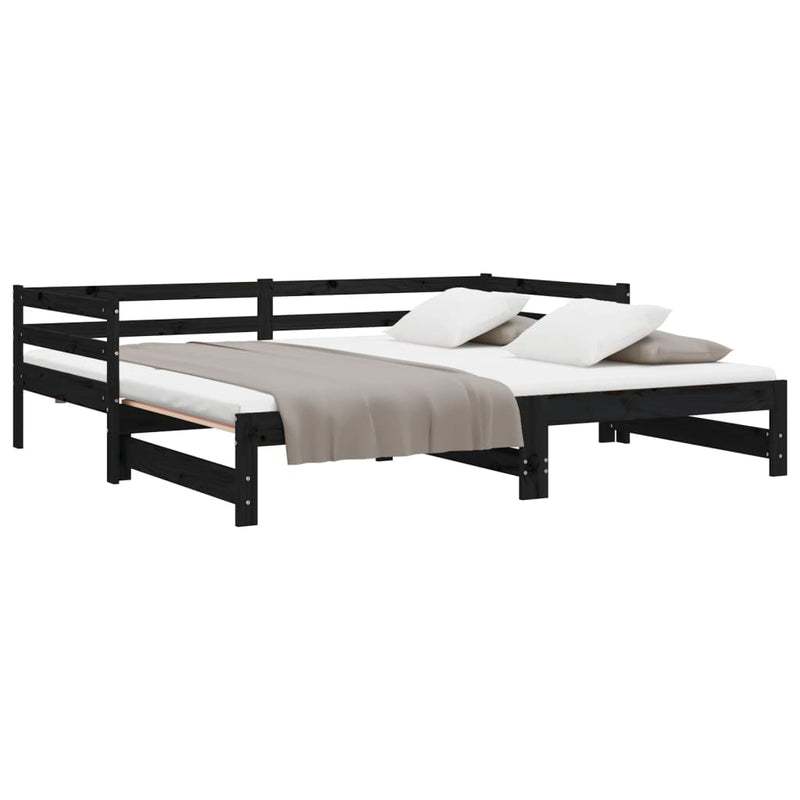 Pull-out Day Bed without Mattress Black 2x(90x190) cm