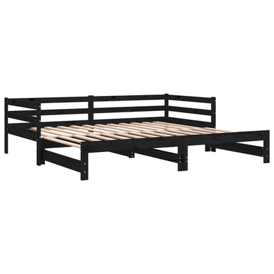 Pull-out Day Bed without Mattress Black 2x(90x190) cm