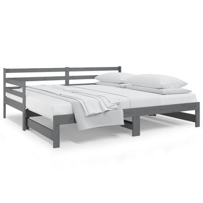 Pull-out Day Bed without Mattress Grey 2x(90x190) cm