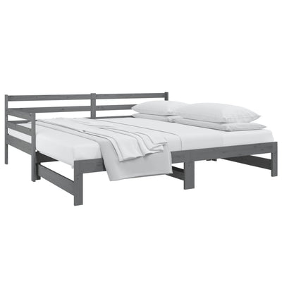 Pull-out Day Bed without Mattress Grey 2x(90x190) cm