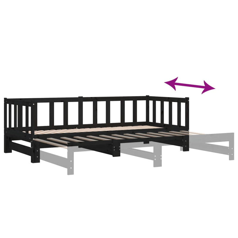 Pull-out Day Bed without Mattress Black 2x(90x190) cm