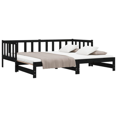 Pull-out Day Bed without Mattress Black 2x(90x190) cm