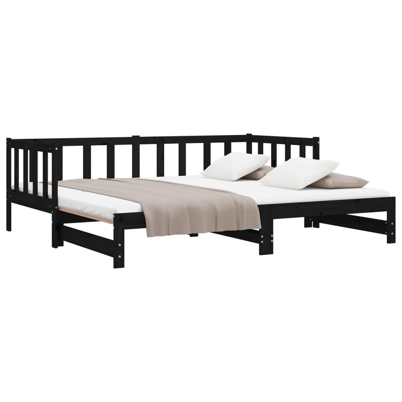 Pull-out Day Bed without Mattress Black 2x(90x190) cm