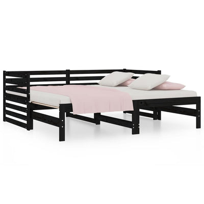 Pull-out Day Bed without Mattress Black 2x(90x190) cm