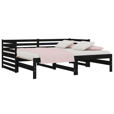 Pull-out Day Bed without Mattress Black 2x(90x190) cm