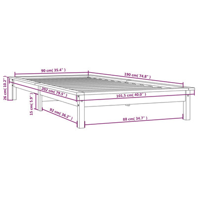 Bed Frame without Mattress 90x190 cm Solid Wood