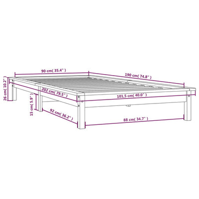 Bed Frame without Mattress White 90x190 cm Solid Wood