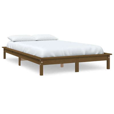 Bed Frame without Mattress Honey Brown 135x190 cm Solid Wood